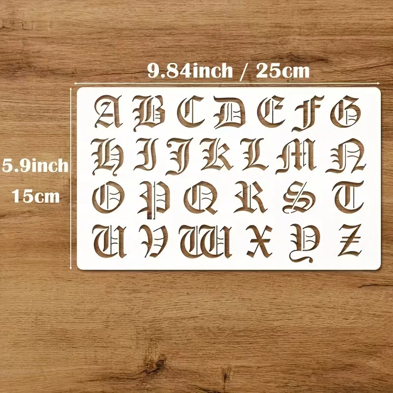고딕 서예 스텐실, DIY 페인팅, 공예, 스크랩북킹을 위한 6팩 재사용 가능한 올드 잉글리시 문자 및 숫자 템플릿