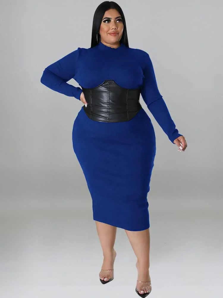 Women Spring Long Sleeve Dresses with Corset Daily Simple and Elegant Dress Female Plus Size Dress Clothing