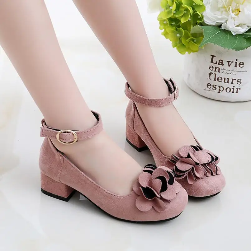 Kids Leather Shoes Girls Wedding Dress Shoes Children Princess Flower Leather Sandals For Girls Casual Dance Flat Sandals