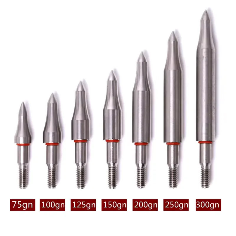 3/6pcs For OD7.6mm 7.9mm Arrow Shaft DIY 75 100 125 150 200 250 300 Grain Stainless Steel Arrow Point Tip Broadhead Head