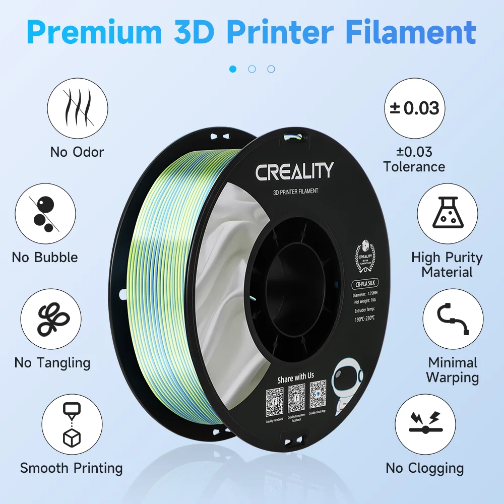 Creality PLA Filament Hyper PLA High Speed 3D Printer Filament 1.75mm  1kg(2.2lbs)/Spool Dimensional Accuracy for Most FDM Printe