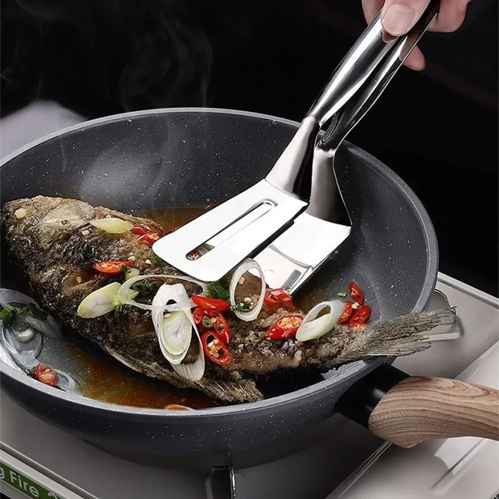 Kitchen Spatula Household Frying Shovel Pancake Fried Fish Shovel Pizza Steak Clip Barbecue Grilling Tong Kitchen Clamp Cooking Tool
