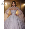 Luxury Beaded Wedding Dress Bolero Sleeveless Ball Gown Court Train Princess Bride SwanSarah R154 customized Vestido De Novia 3