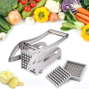 Household Stainless Steel Potato and Cucumber Slicer, Manual Press Type Multifunctional Fruit and Vegetable Cutter