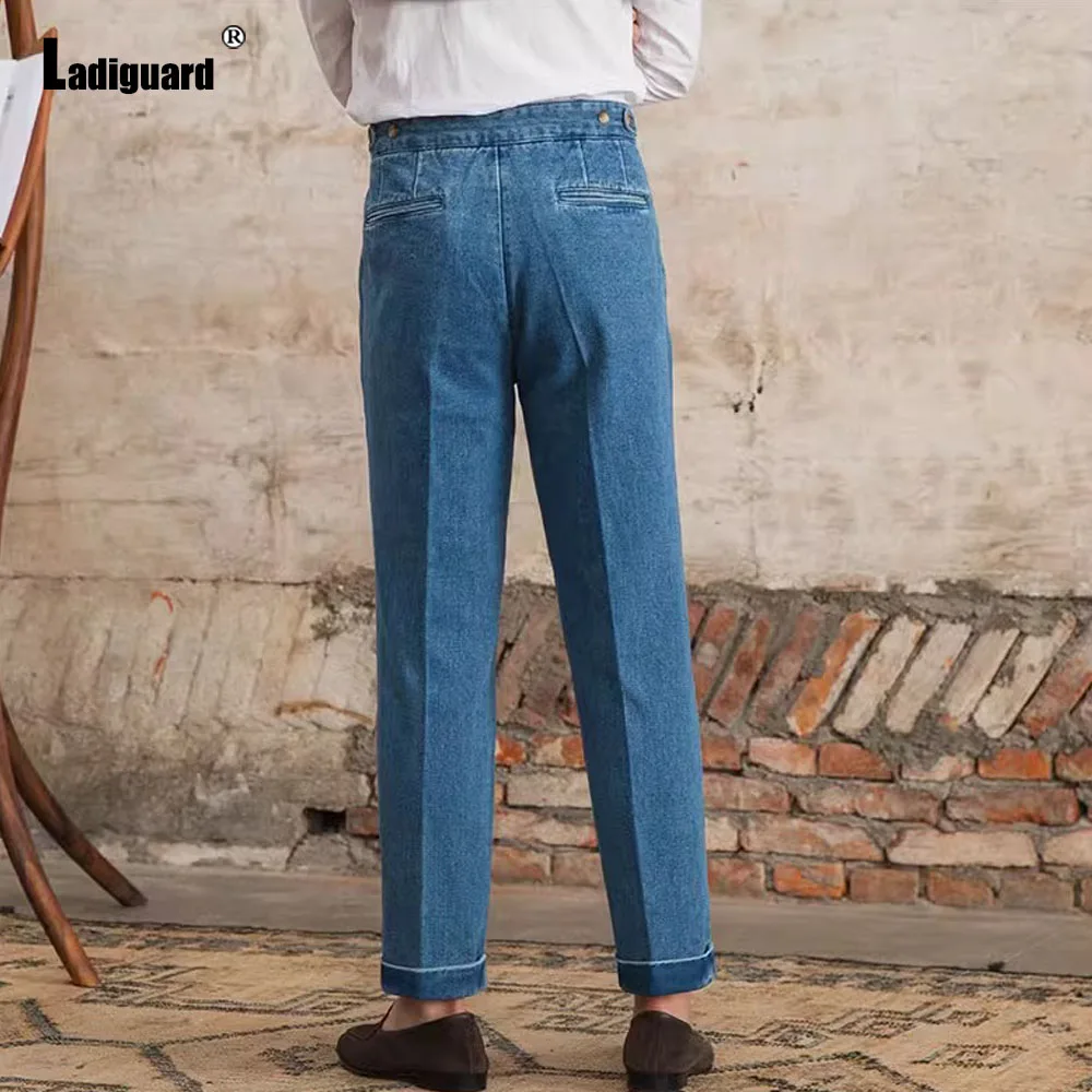 2025 European Fashion Basic Suit Jeans Demin Pants Men's Ankle-Length Trouser Plus Size Mens Casual Stand Pocket Suits Pants New 5