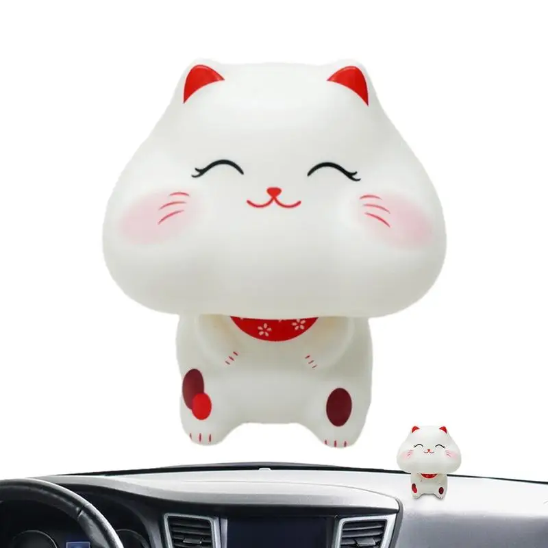 

Fortune Cat Statue Solar Swinging Nodding Cat Sculpture For Desktop Car Dash Ornament Creative Lucky Cat Collectible Figurine