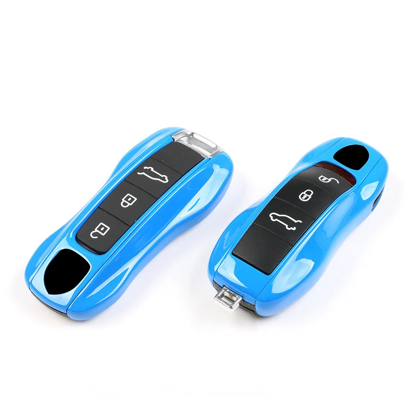 X Xotic Tech Yellow Remote Key Covers Case W/Keychain, Compatible With Porsche Cayenne Cayman Panamera 971 Macan Taycan 911 991 918 Carrera 992, 3PCS Smart Key Fob Painted Keyless Entry Protectors