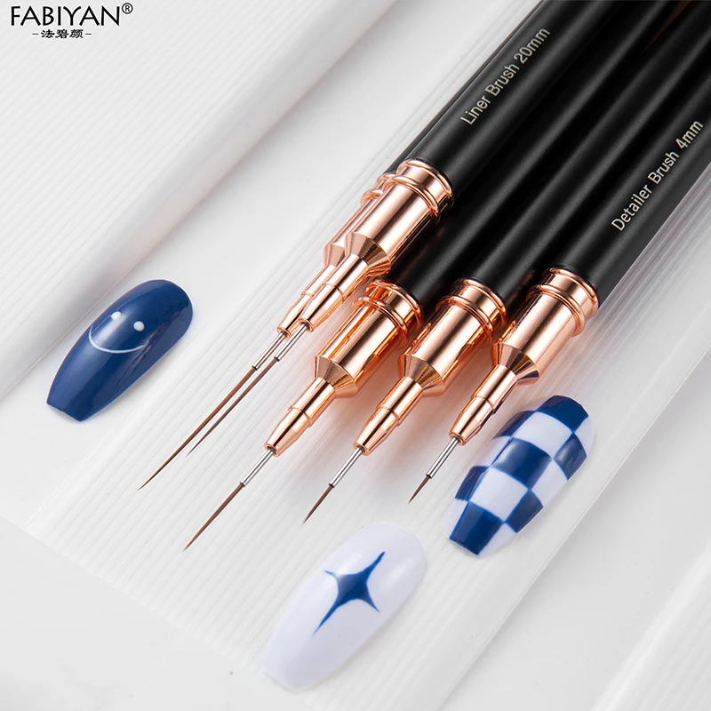 Nail Art Liner Brushes French Stripe Drawing Painting Pen Copper Tube Gel UV Nail Brush Professional Nail Stylist Supplies