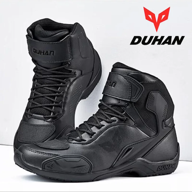 Men DUHAN Motocross Motorcycle Riding Boots Motorbike Anti Wrestling Shoes Knight Racing Protective Boot TPU Protect Four Season