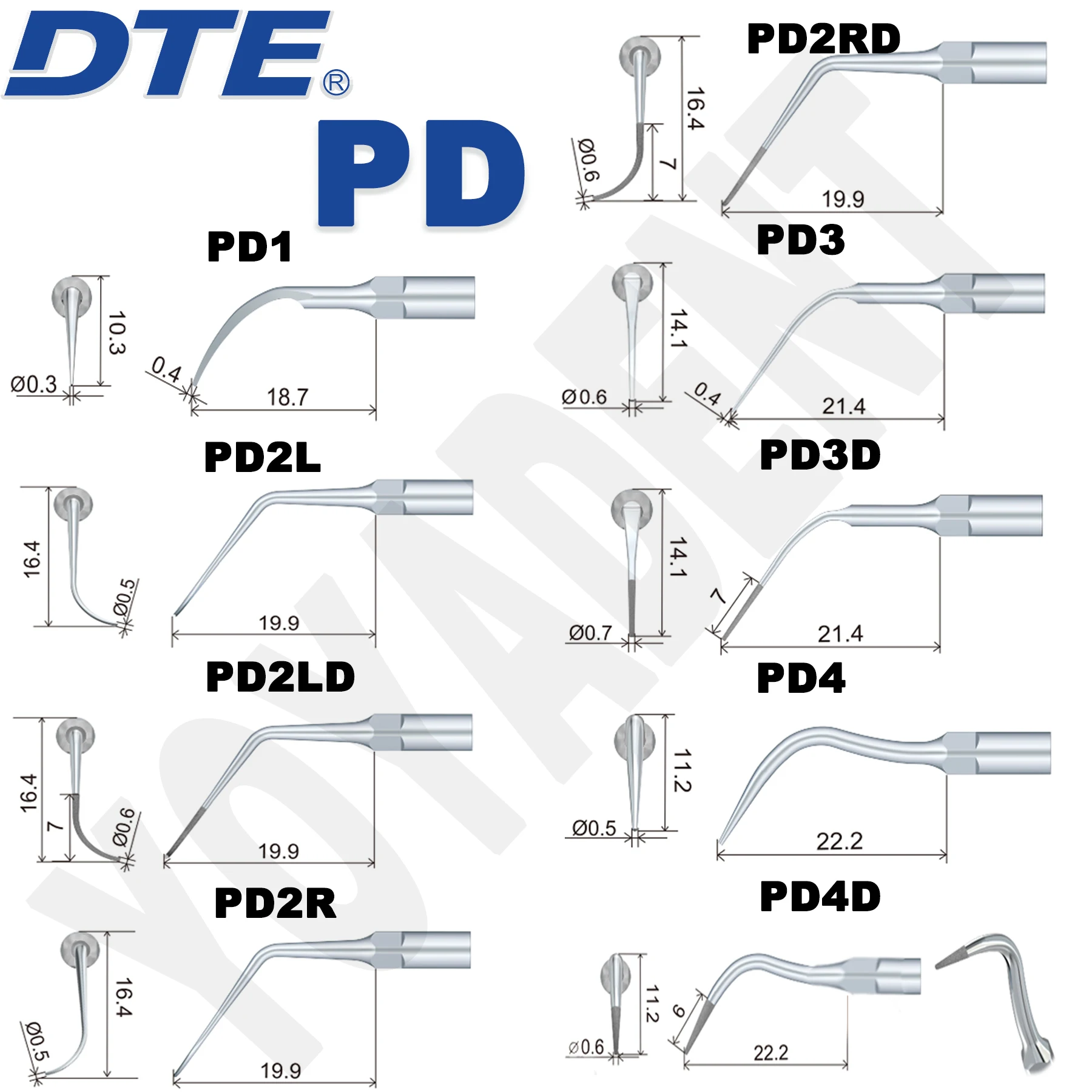 Woodpecker DTE Dental Ultrasonic Scaler Tips Perio/Endo/Scaling Tips Fit NSK SATELEC ACTEON Scaler Handpiece Dentistry Products 6