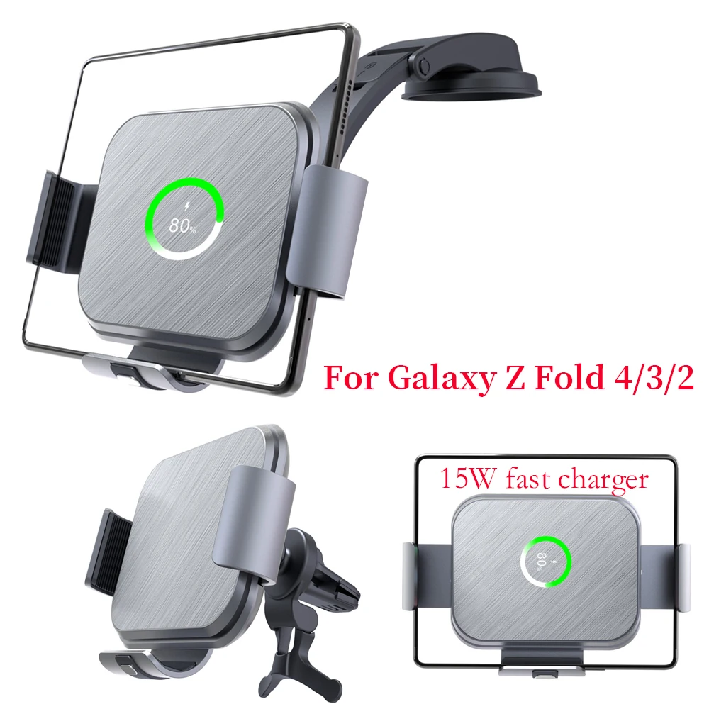 

Dual Coil Wireless Car Charger for Galaxy Z Fold 4 Fol3, Fast Charging Phone Holder for Galaxy Z Fold 4 Fold 3 Note 20 S22