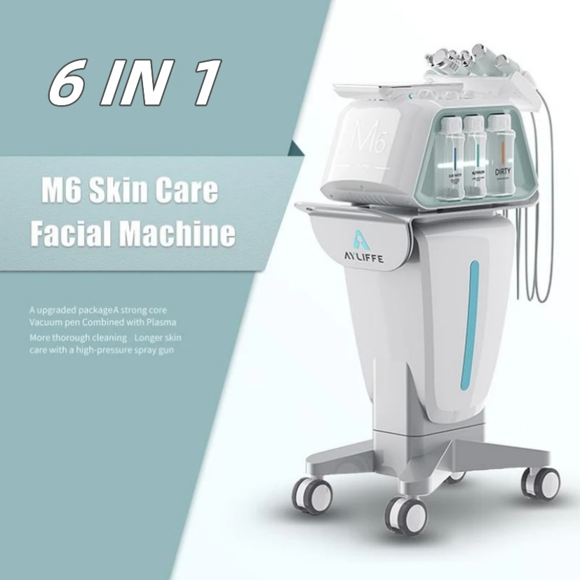 

6 In1 Hydra Microdermabrasion Machine M6 RF Ultrasound Ems Plasma Water Oxygen Jet Device for Wrinkles Removal Skin Rejuvenation