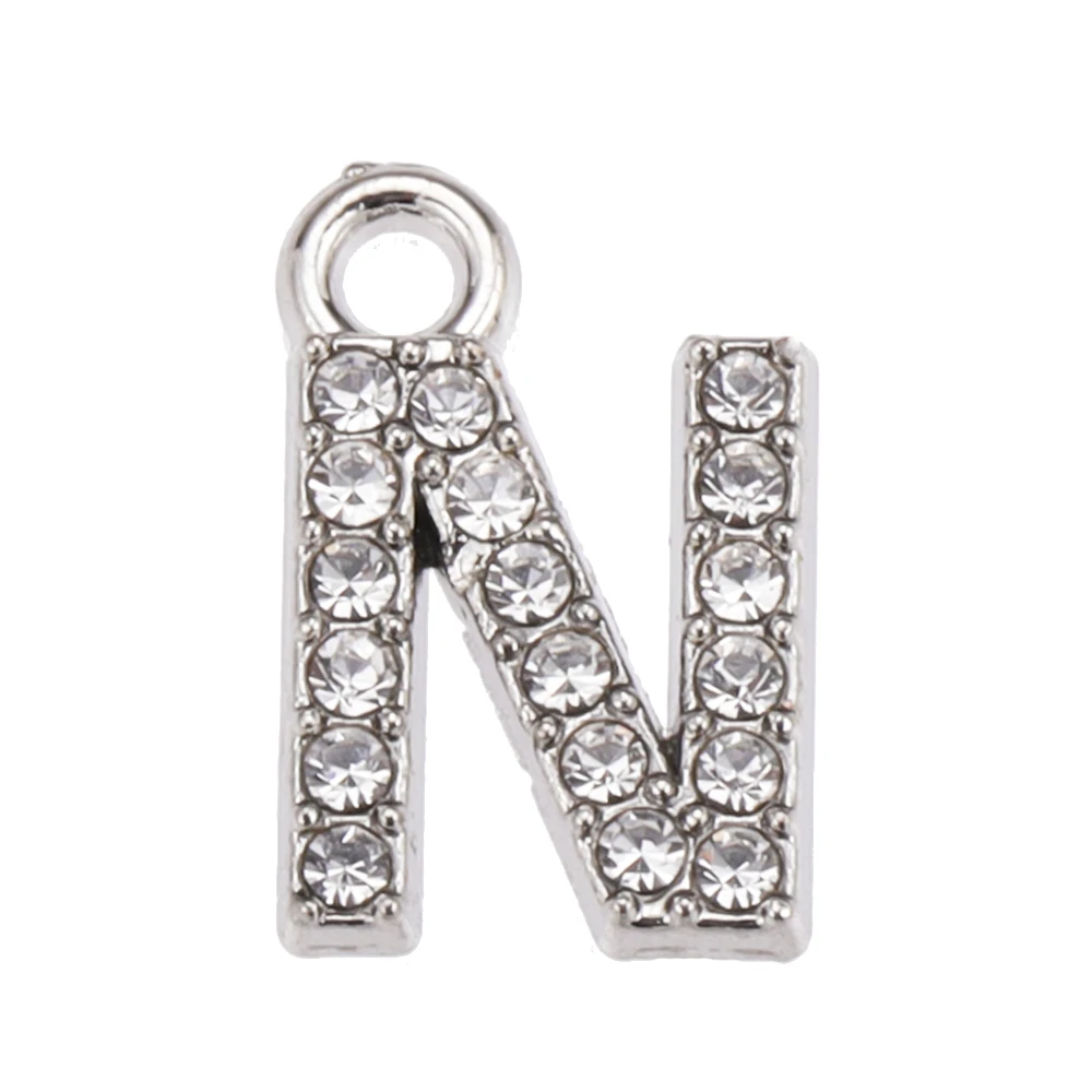 10/26 stücke Silber Farbe Legierung Kristall Mini Alphabet 26 Buchstaben Charms Anhänger für Frauen Halskette Ohrring Schmuck Zubehör – Detail 18
