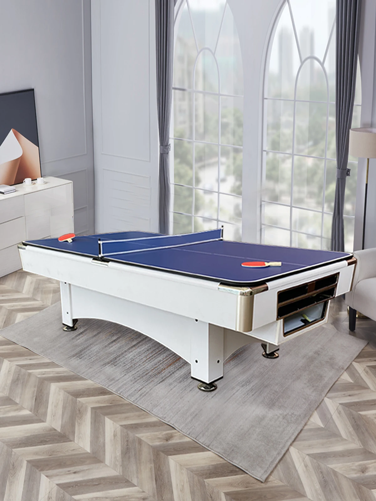 Multifunctional Game Table American Standard Pool Table Converts to Ping Pong & Dining