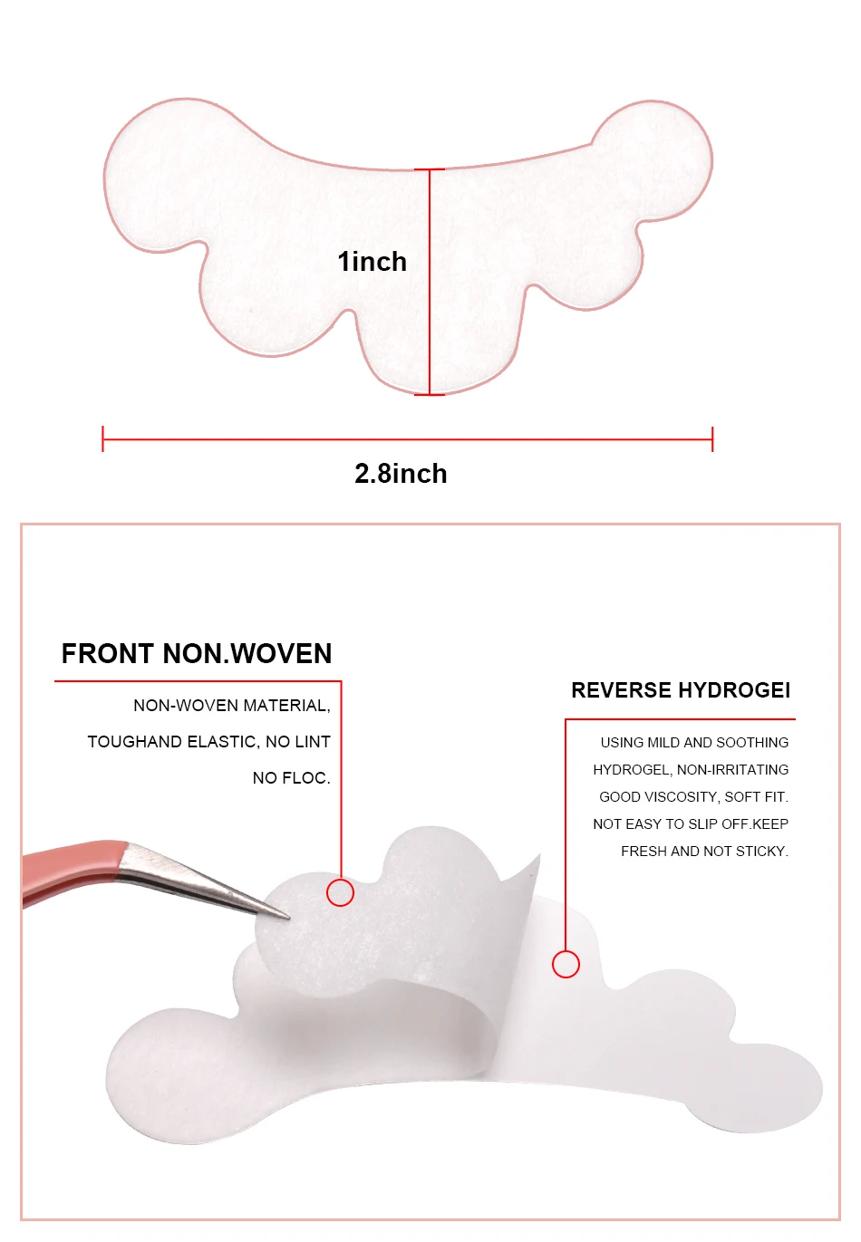 Description Picture 6 of item100pairs Eyelash Pads Grafted Lash Hydrogel Gel Patches Under Eye Pads for Eyelash Extension Tips Sticker Makeup Tools