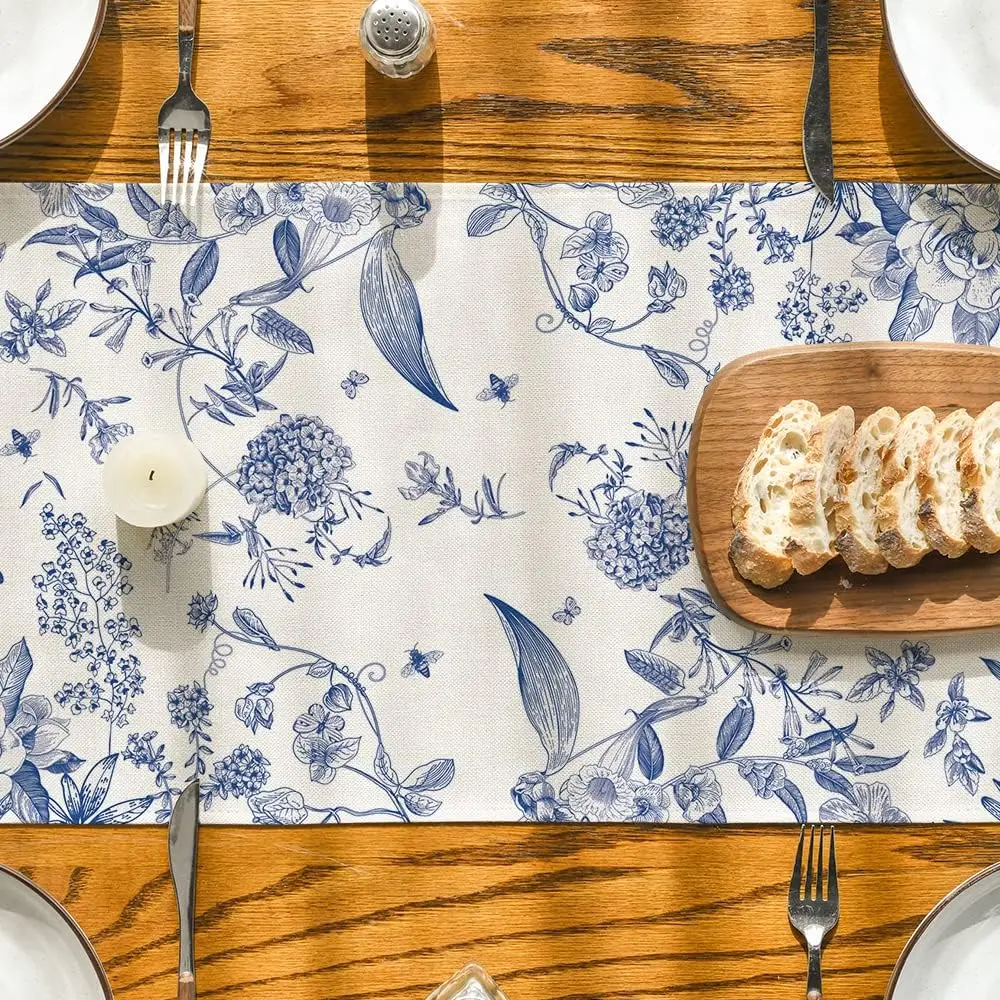 Porcelain Birds Linen Runner 3