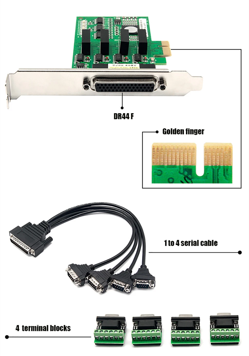 UOTEK Industrial PCI-E to RS-485 RS-422 Serial Card PCIE to RS485 RS422 4 Port High Speed Converter Optical Isolation 4U UT-794I