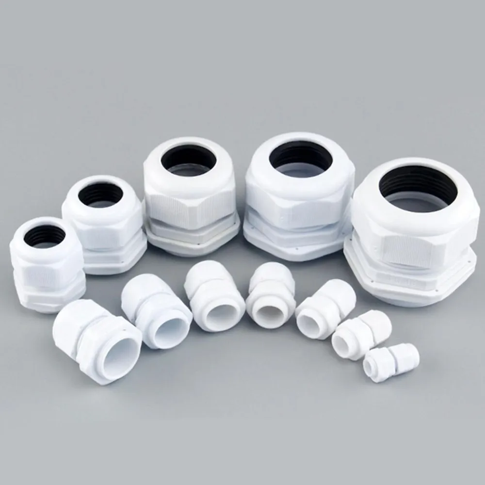 M8 Waterproof Metal Cable Gland White Black Nylon Plastic Connector M14 M16 M18 M20-M63 High Quality IP68 Fit For Cable 3-44mm