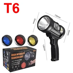 Solar-Powered LED Spotlight with COB Light - Rechargeable Handheld Flashlight for Hunting and Camping, Ultra-Bright 1 Million Lumens (Small)