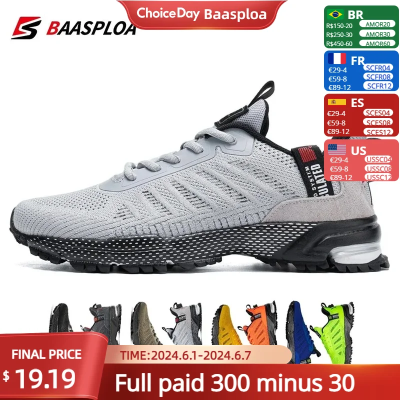 Baasploa Professional Running Shoes For Men Lightweight Men's Designer Mesh Sneakers Lace-Up Male Outdoor Sports Tennis Shoe