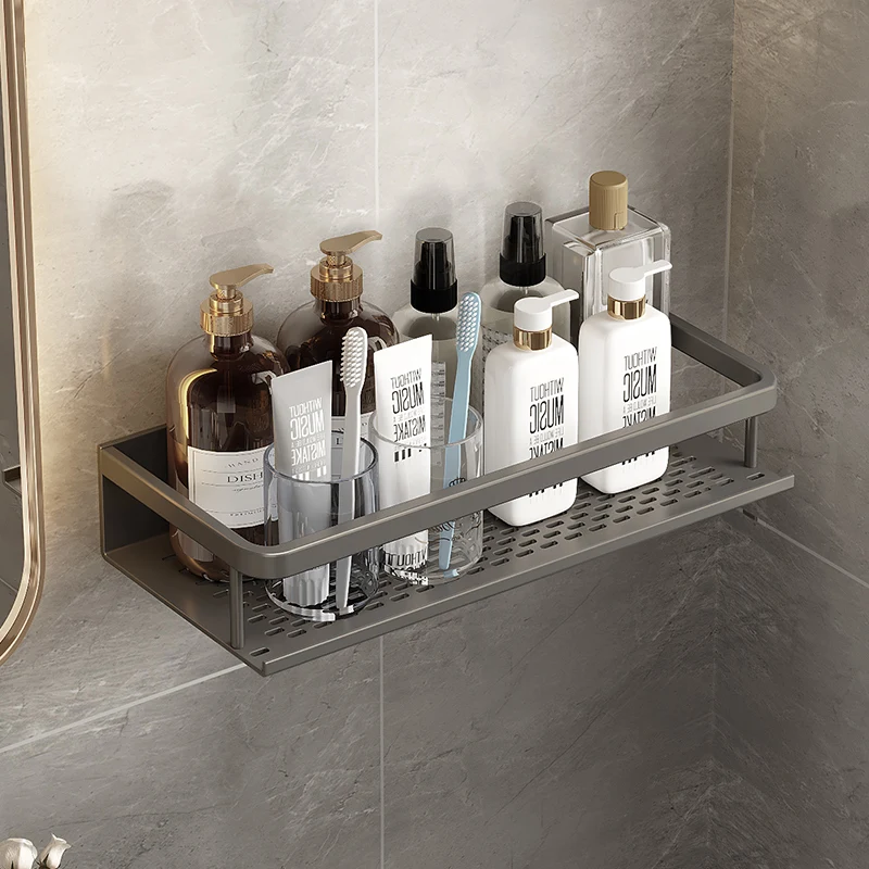 Bathroom Storage Shelf Bathroom Accessories Shelf Organizer Shower Storage Rack Wall Mounted Aluminum Toilet Shampoo Holder 30-50CM