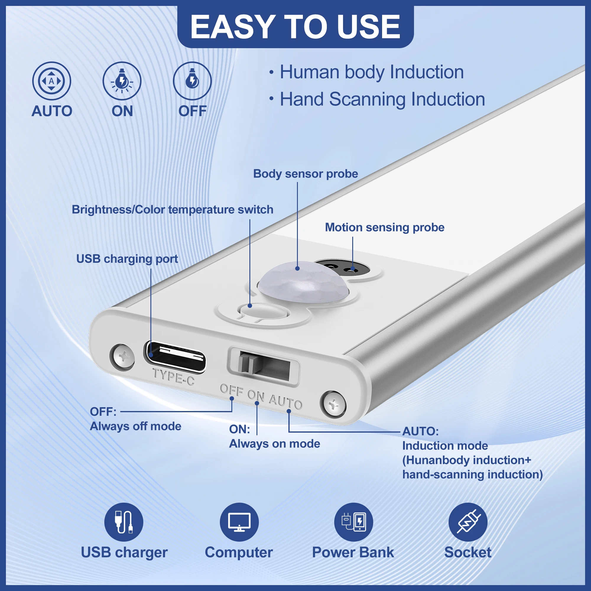 Motion Sensor Cabinet Lights 128 LED USB Rechargeable Battery Night Light for Kitchen Wardrobe Stairs Drawer Attic Hallway motion sensor light led night light led motion sensor light led cabinet light cabinet lights led cabinet lights motion sensor lights