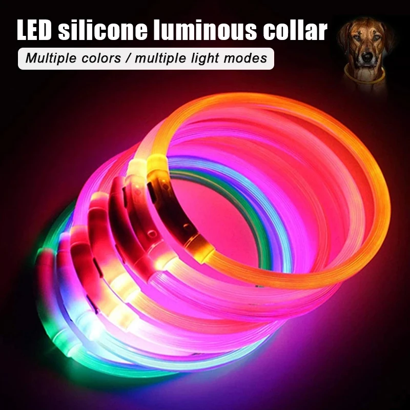 Dog Collar Led Usb Pet Dog Night Luminous Charge Night Safety Flashing Glow Loss Prevention Accessorie
