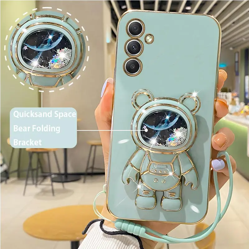 Étui avec support de sangle d'astronaute, sable mouvant, pour Samsung Galaxy A34 A21 A20S A54 5G A10 A12 A13 A14 A750 A23, A 54 34_voghion.com