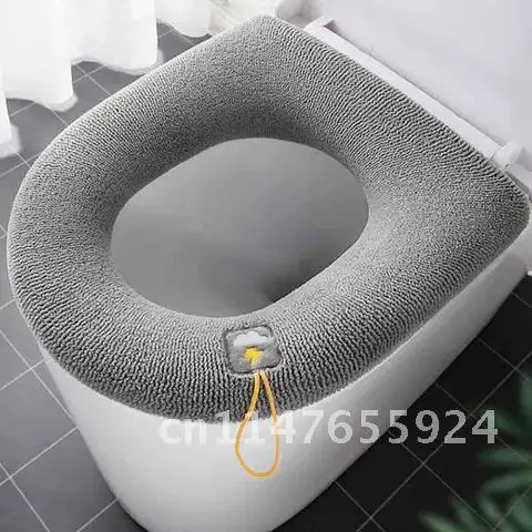 

1Pcs Bathroom Accessories Knitting Pure Color Soft O-shape Pad Toilet Winter Warm Toilet Seat Cover Closestool Mat Washable
