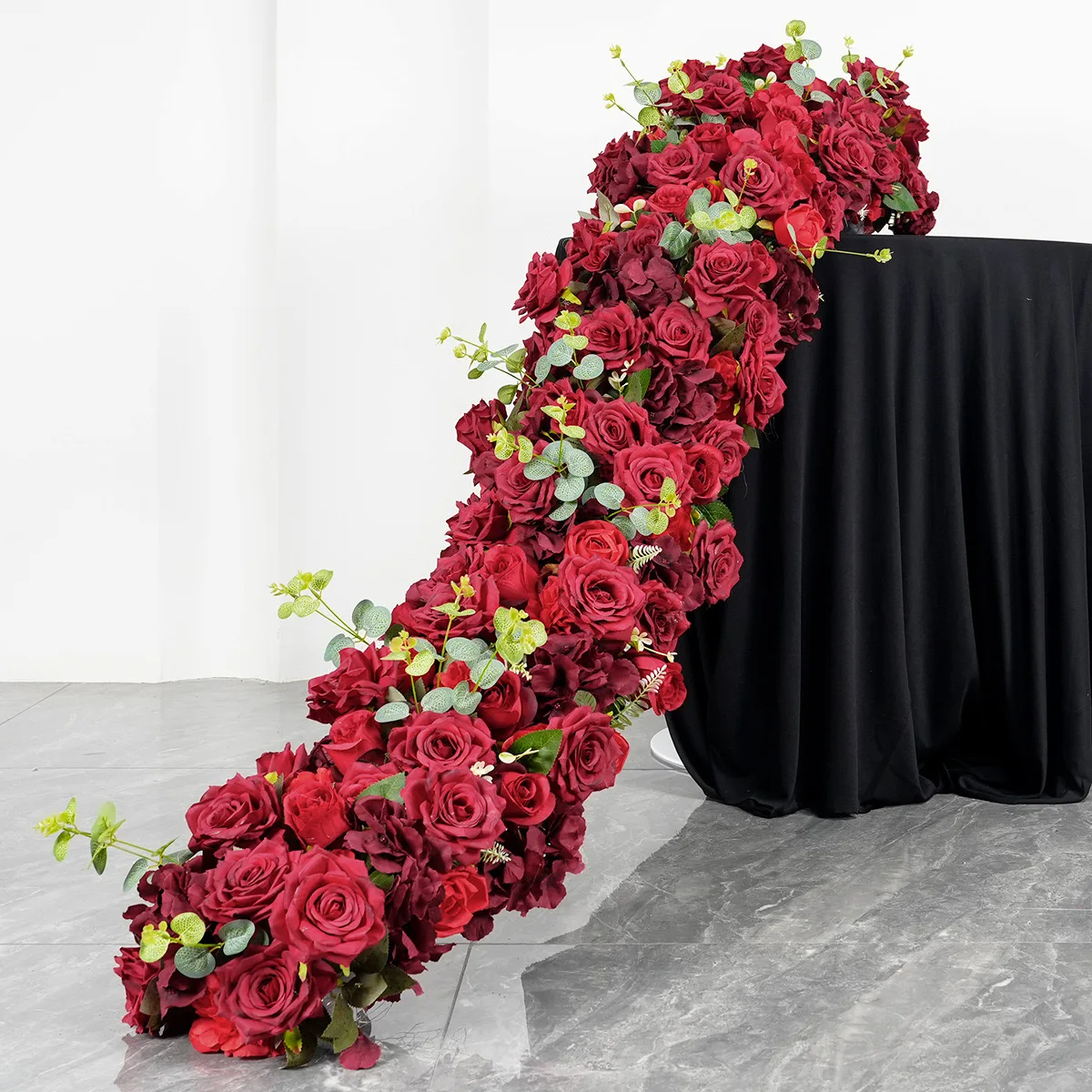 5D Luxury Artificial Flowers Wedding Decoration Table Long Runner Flower Row Floral Backdrop Arrangement Wall Arch Decor props