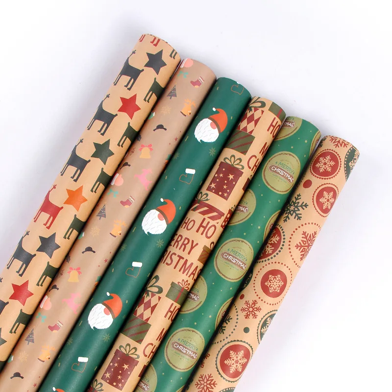 8 Pcs Xmas Christmas Wrapping Paper Sheets Roll Packaging for Holiday Gift  Wrap Vintage Craft Paper Decor Gifts - AliExpress