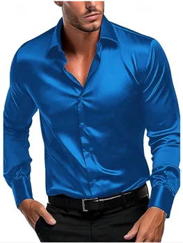New autumn and winter hot Europe and the United States fashion men's bright face solid color ball long-sleeved shirt
