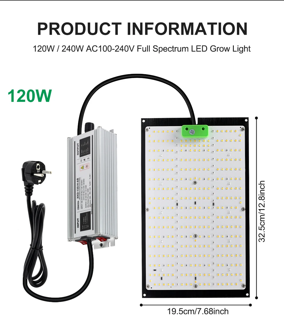 🌴 120W 240W LED-Chip LM281B AC100-240V Vollspektrum Dimmbar mit UV-Rot Unabhängige Schalter LED-Wachstumslampe für VEG und Blüte – Detail 9