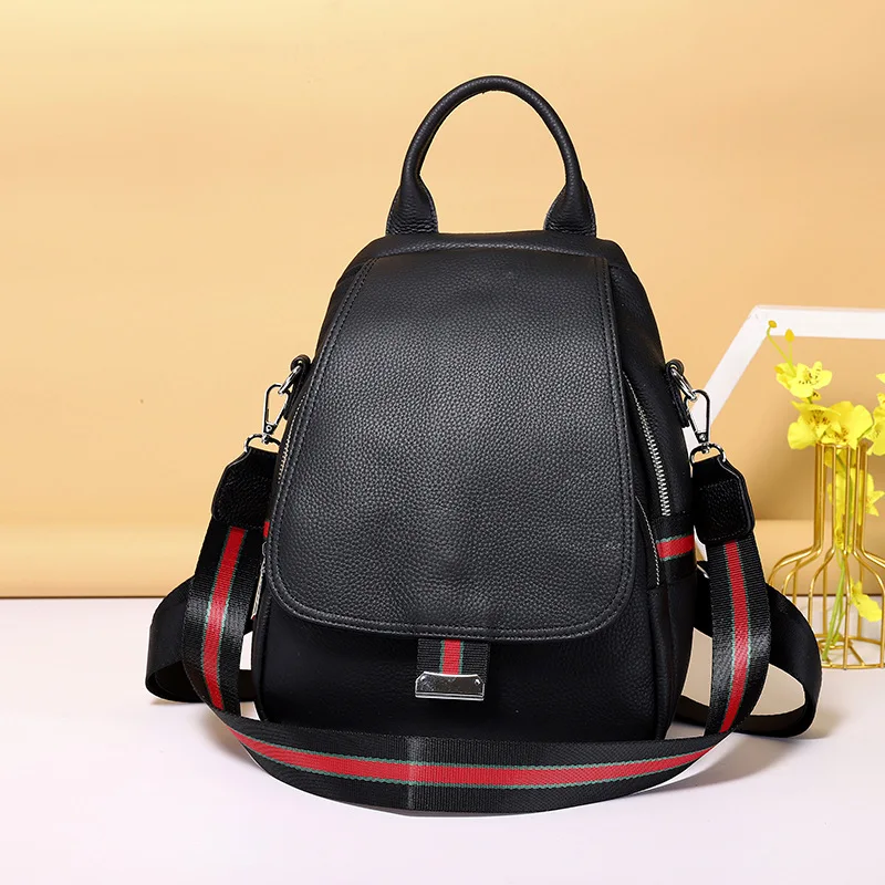 Fashion genuine leather women's backpack cowhide shoulder bag simple travel backpack casual student school bag for girls