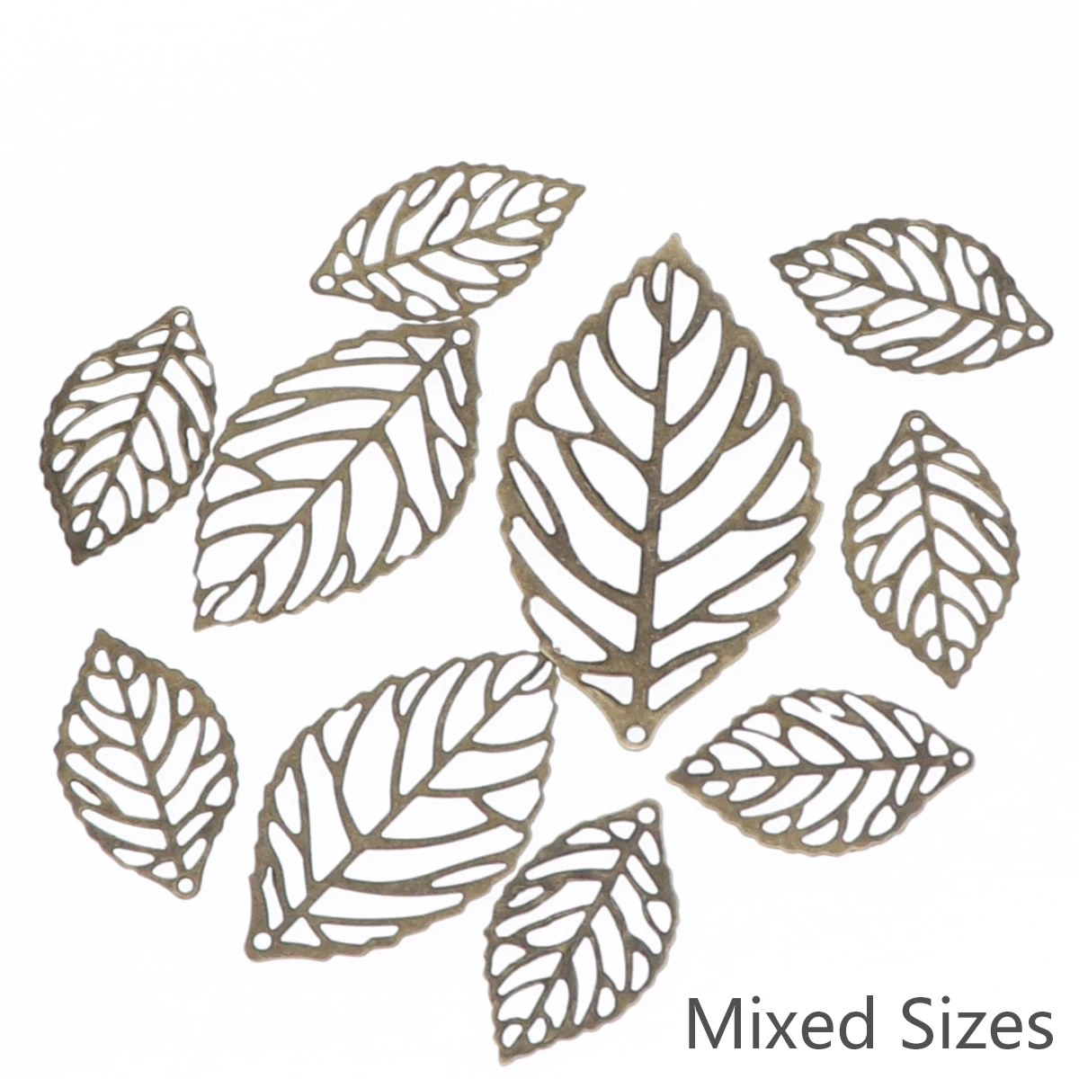 Elegant Metal Filigree Leaf Pendants for Jewelry Crafting - 100 Pieces