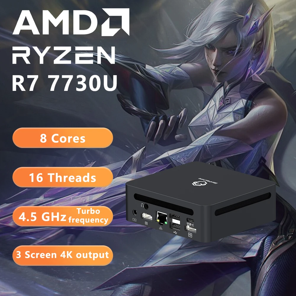 GenMachine AMD Ryzen 7330U 7530U 7730U MINI PC Windows 11 DDR4