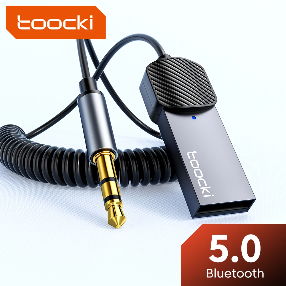 Bluetooth transceiver adapter Bluetooth aux adaptor Bluetooth audio receiver Bluetooth adapter Audio adapter Toocki Bluetooth 5.1 Aux Adapter USB To 3.5mm Jack Car Kit Handsfree Audio Aux Adapter Car Receiver BT transmitter Receiver