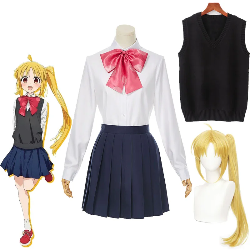 

Anime Schoolgirl Jk Uniform Skirts Knitwear Bocchi The Rock Ijichi Nijika Cosplay Costume Womens Wigs Separately Uniforms