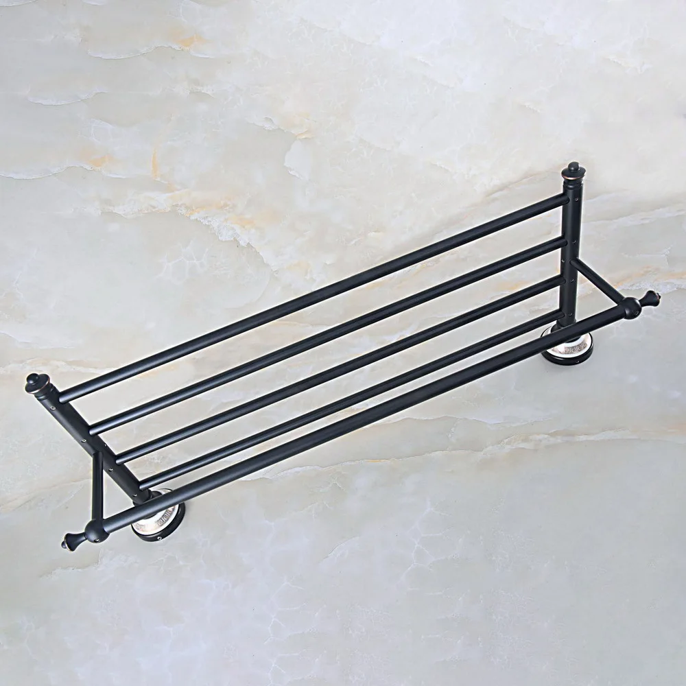 Towel Bar Black Oil Rubbed Brass Toilet Towel Holder Towel Rack Shelf Solid Holder Brief Fixed Bathroom Accessory Nba711