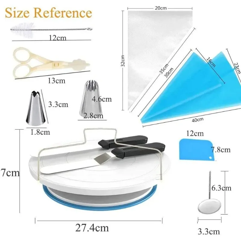 Cake Turntable Baking Supplies Cake Tools Cake Decorating Kit 301PCS/Set Cake Baking Accessories and Tools with Cake Turntable Pastry Piping Bag Piping Tips Cooking Dessert Decorating Kit