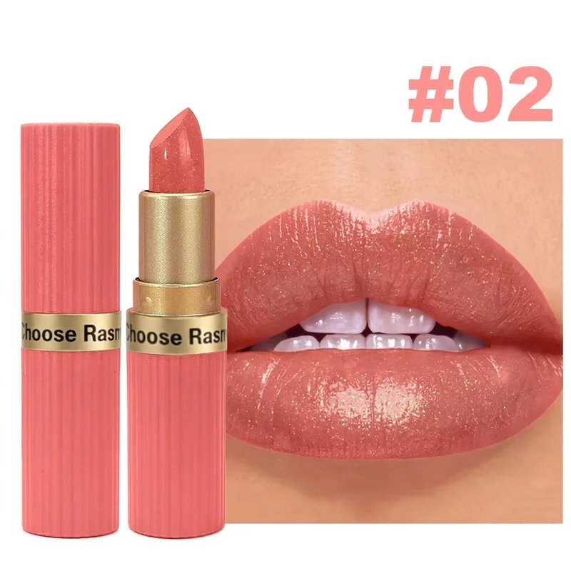 Pearlescent Pink Glitter Velvet Lipstick Metallic Waterproof Long Lasting...