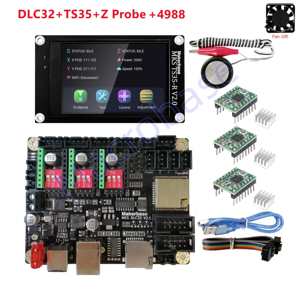 

MKS DLC32 v2 32bits GRBL offline controller TS35-R LCD display CNC3018 MAX PRO upgrade kits for cnc laser engraving machine