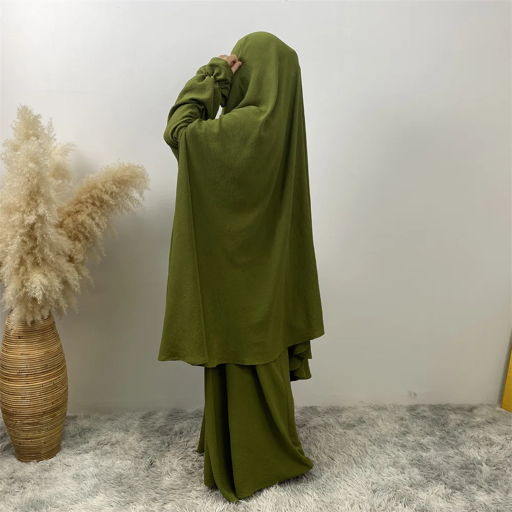 

Длинное платье в мусульманском стиле для женщин, комплект из 2 предметов с капюшоном, абайя, Дубай, ИД, Рамадан, молитва, Арабская одежда