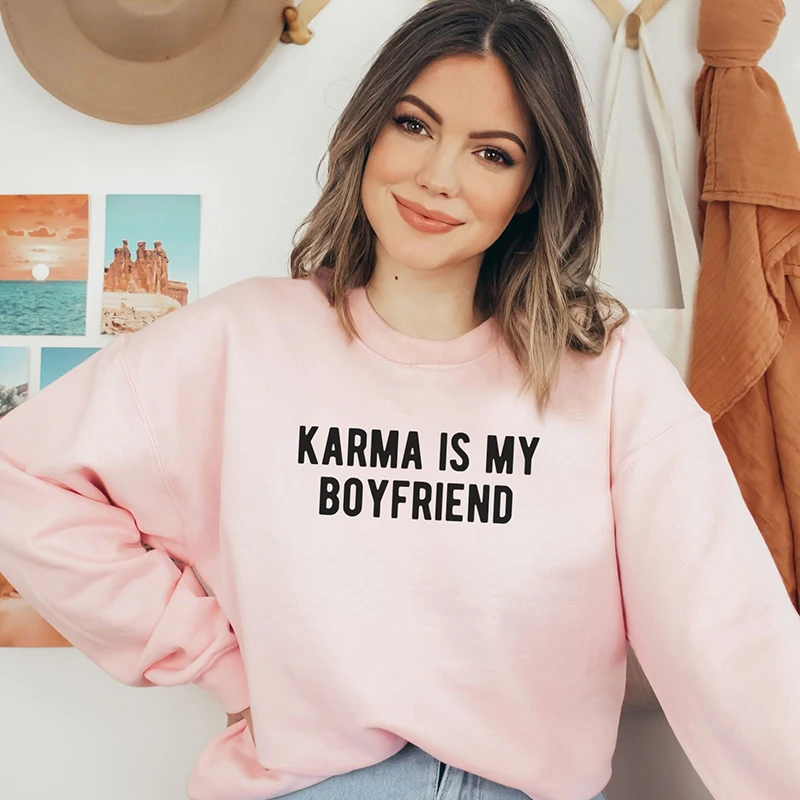 

Karma Is My Boyfriend Women Sweatshirt Harajuku Midnights Winter Clothes 90s Grunge Winter Fashion Hoodies Female Jumpers