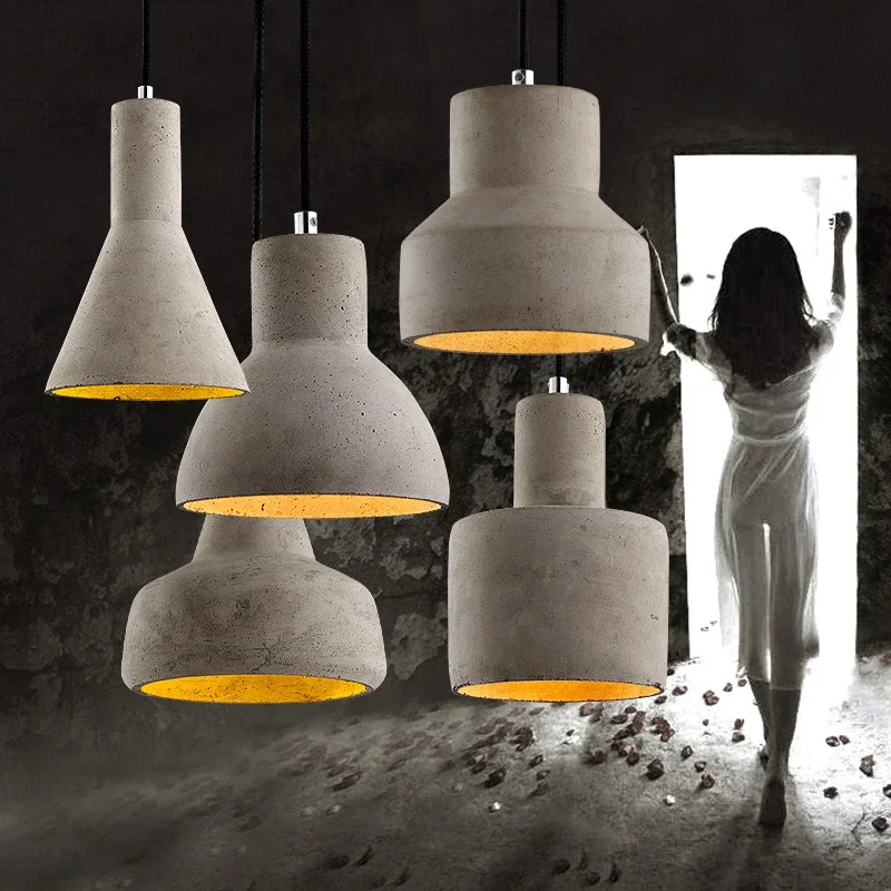 

Cement lamp Vintage art deco 220v E27 rustic light for restaurant living room bedroom kitchen pendant lights hanging