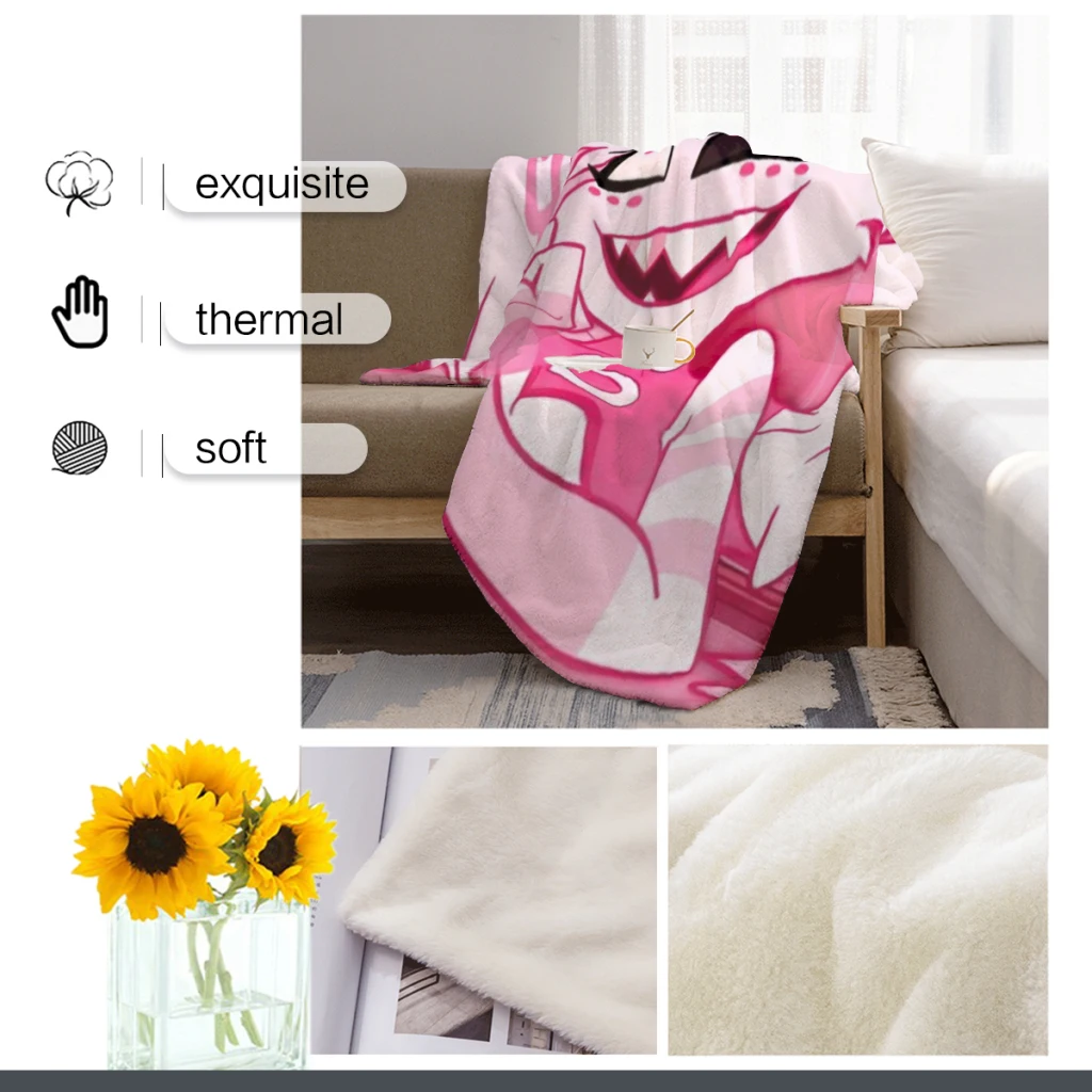 Angel-Dust And Fat Nugget-Hazbin-Pink:Hotels Blanket Soft Throw Blanket for Home Bedroom Bed Sofa Picnic Travel Office Rest 6