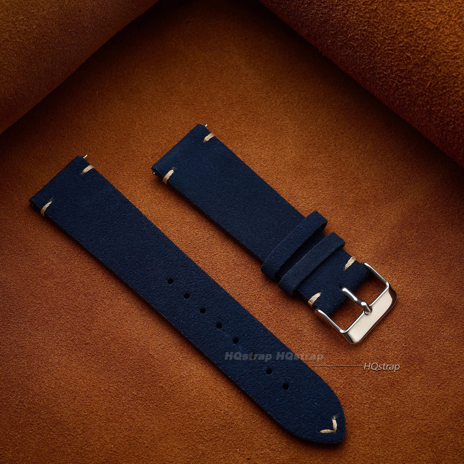 Premium Handmade Suede Leather Watch Strap with Quick Release - Vintage High-Quality Band