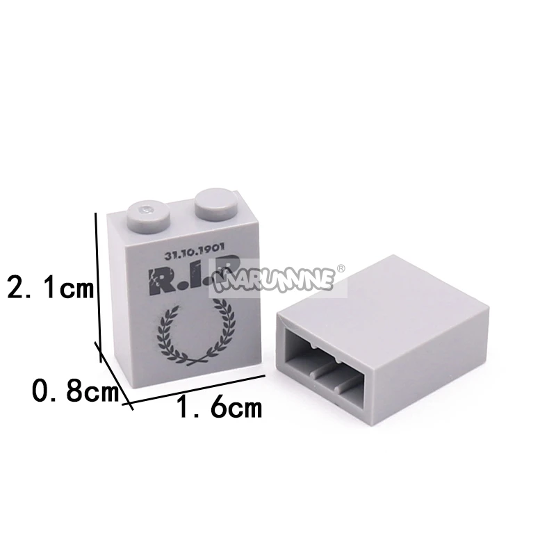 Marumine 10PCS Halloween Printed Tombstone Blocks 1x2x2 Graveyard Bricks 3245 Compatible DIY Classic MOC Building Accessories 2