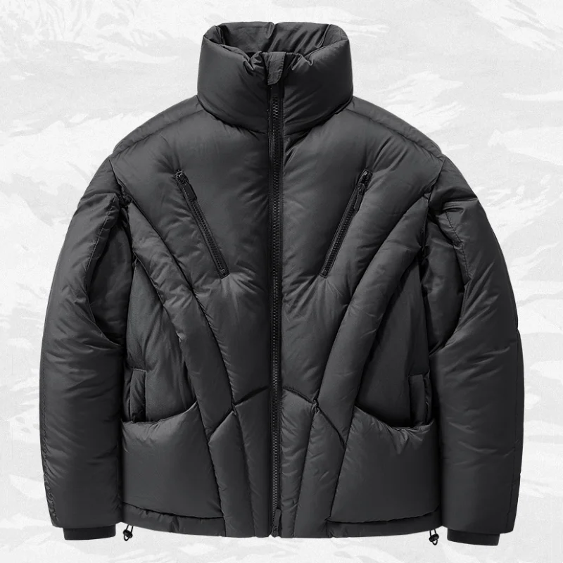 Deconstructive Desigh Winter Jacket For Men Tactical Function Techwear Style High Street Thick Down Coat
