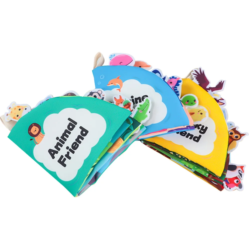 Montessori Cloth Book Animal Soft Baby Books 0 12 Months Touch and Feel Crinkle Quiet Book Interactive Stroller Toy Shower Gifts 4